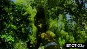 Cute couple enjoys intimate moments in pool