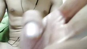 A couple enjoys an intimate moment on their staircase