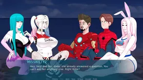 Funny scenes from set of illogical comic story about superheroes