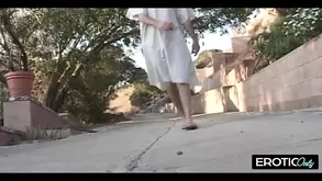 Cute girl in mesh and leather corset needs to be fucked hard