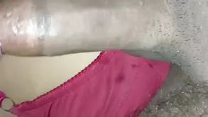 A cute girl has a nice funny bow on her ass