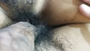 Young brunette fucks with her bald nice guy