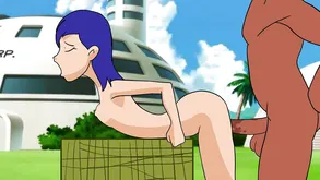 She was standing in front of the mirror combing her long blond hair