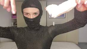 Brunette lady shows her knack for gymnastics