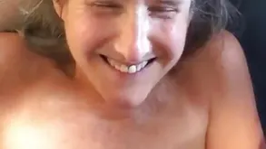 A nice fuck with milk on her long legs and strong cock