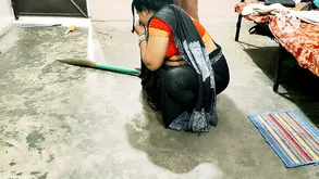 The beautiful slut is working as a maid in the house every day