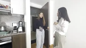 A sexy brunette is having hardcore sex with her partner