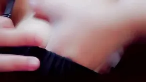 Pretty baby breastfeeding and playing with her tits