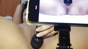 Young chick caught masturbating and cumming alone