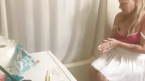 A tiny cute girl is having fun with her big sexy girlfriend