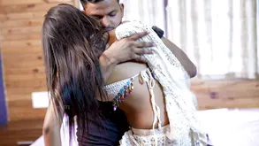 Young brunette with pierced tongue fucks passionately with boyfriend