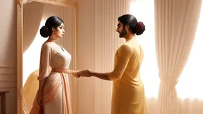 Muscled blondie teases his cock while doing squats with great gestures