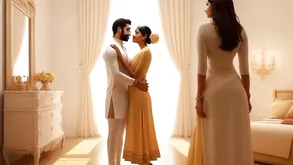 Brunette continues to fuck even when her mouth is full