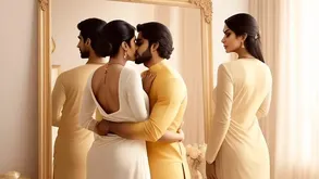 A white noblewoman punishes a misbehaving servant in this scene