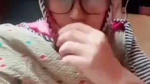 A cute girl in FTP mode plays with a strong guy's cock